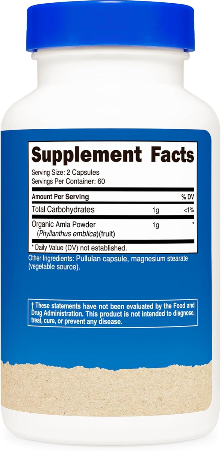 Nutricost Amla 1000mg, 120 Vegetarian Capsules - CCOF Certified Made with Organic, Non-GMO, Gluten Free, 60 Servings : Health & Household