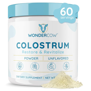 Wondercow Colostrum Supplement Powder For Gut Health, Immune Support, Muscle Recovery & Wellness | Natural Igg Pure Whole Bovine Colostrum Superfood, 60 Servings