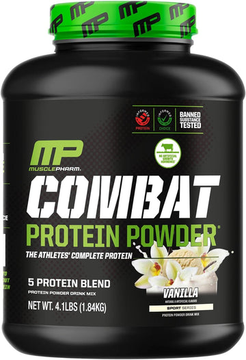Muscle Pharm Combat Protein Powder, Vanilla - 4 lb - Gluten Free - 52