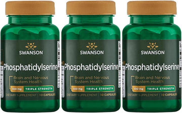 Swanson Phosphatidylserine Memory Brain And Cognitive Health Support Phospholipid Triple-Strength Complex Supplement 300 Mg 30 Capsules (3 Pack)