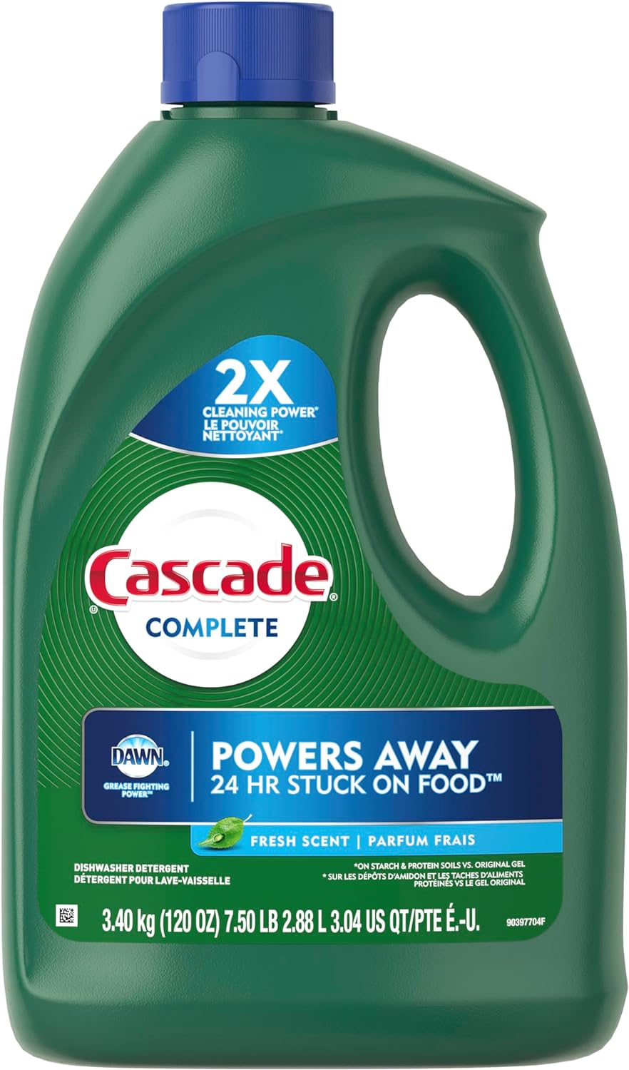 Cascade 53987 Complete Gel Dishwasher Detergent, Fresh, 120 Oz (1 Bottle)