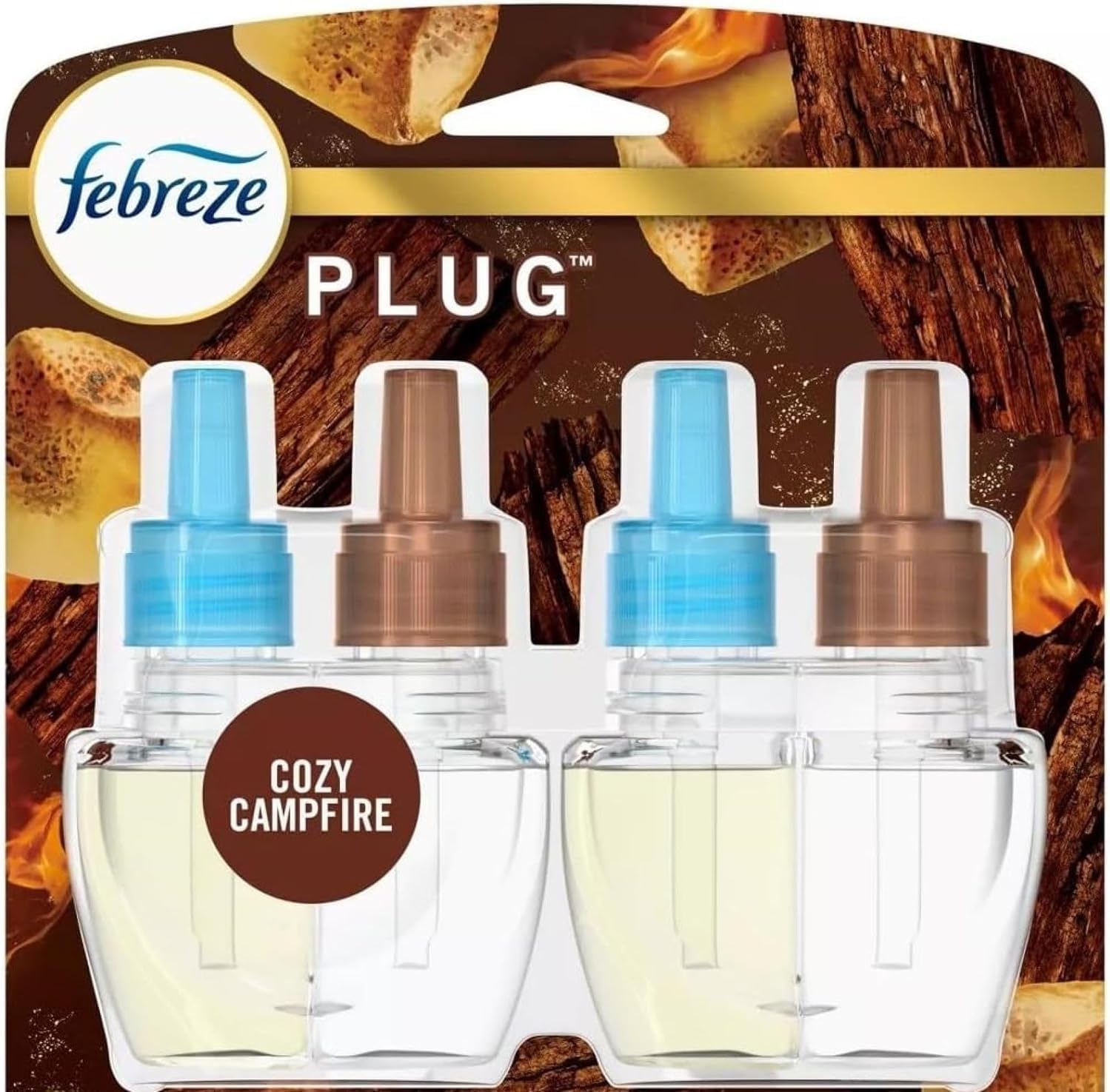 Febreze Odor-Fighting Fade Defy Plug Air Freshener - Cozy Campfire - 1.74 fl oz/2pk - 0.87 fl oz (Packaging may vary) : Health & Household