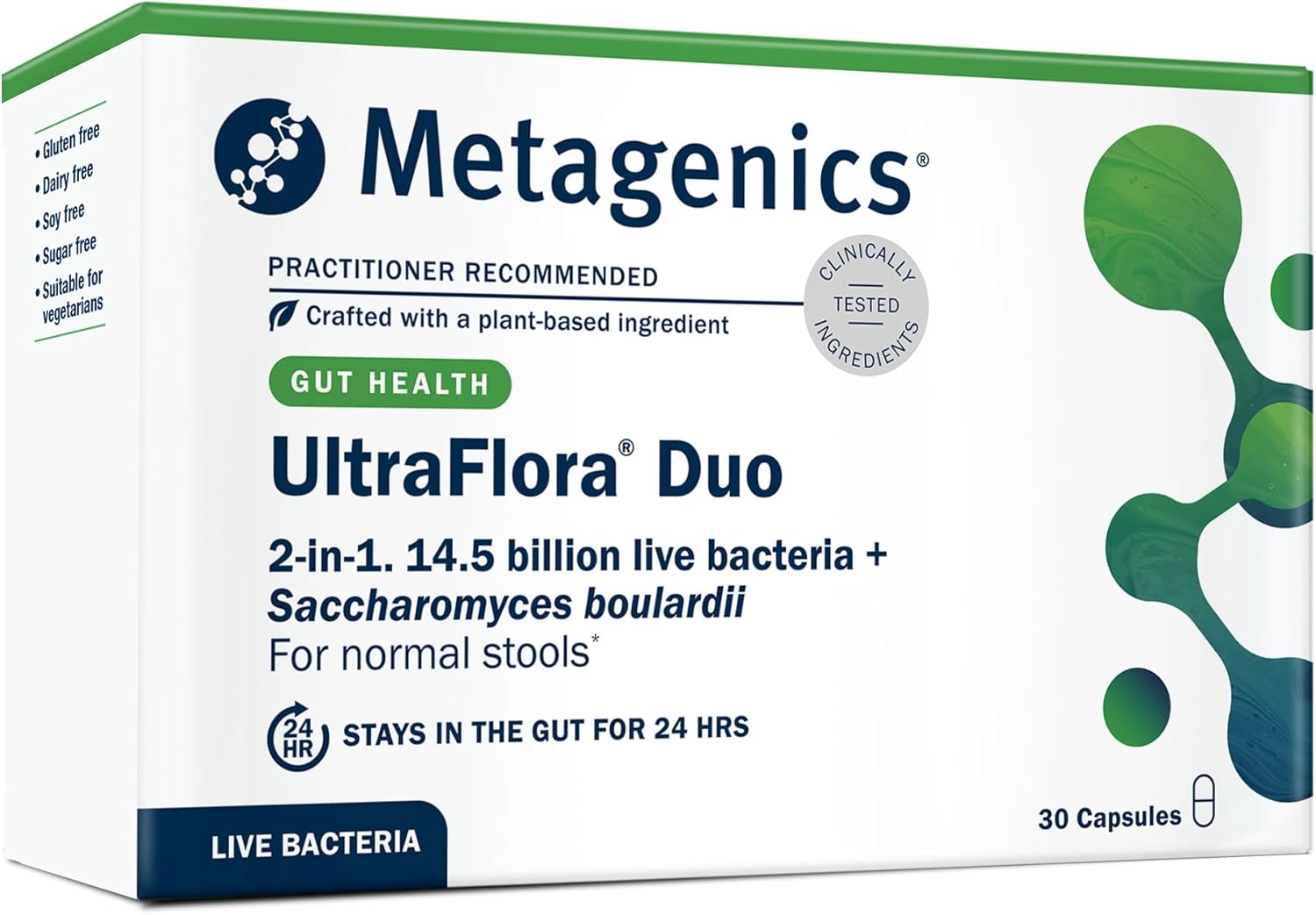 Metagenics Ultraflora Duo - Probiotic - 14.5 Billion Live Bacteria With Saccharomyces Boulardii & Vitamin D - Gut And Immune Support - 30 Capsules