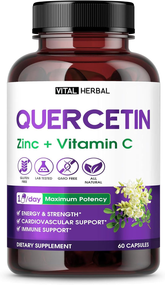 Quercetin 700Mg With Zinc, Vitamin C & Bromelain – Immune & Antioxidant Support Supplement – 60 Capsules – Vital Herbal
