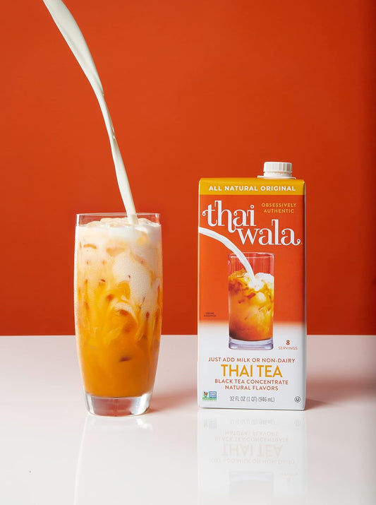 Thaiwala Traditional Thai Tea Concentrate (6 X 32Oz) - Just Mix Equal Parts Half And Half Or Whole Milk With Our Award-Winning Natural Thai Iced Tea Concentrate