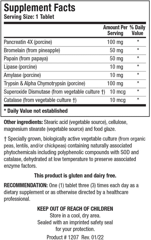 Biotics Research Intenzyme Forte Proteolytic Enzymes, Pancreatin, Bromelain, Papain, Lipase, Amylase, Protein Digestion. 50 Tabs