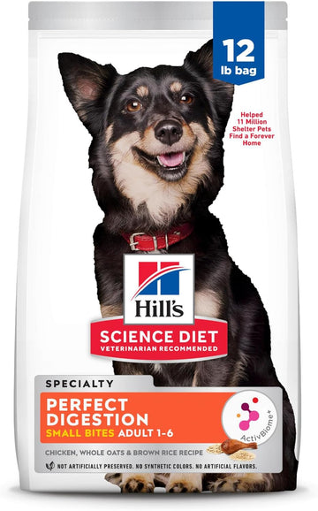 Hill'S Science Diet Perfect Digestion, Adult 1-6, Digestive Support, Small Kibble, Dry Dog Food, Chicken, Brown Rice, & Whole Oats, 12 Lb Bag