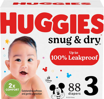 Huggies Size 3 Diapers, Snug & Dry Baby Diapers, Size 3 (16-28 Lbs), 88 Count, Packaging May Vary