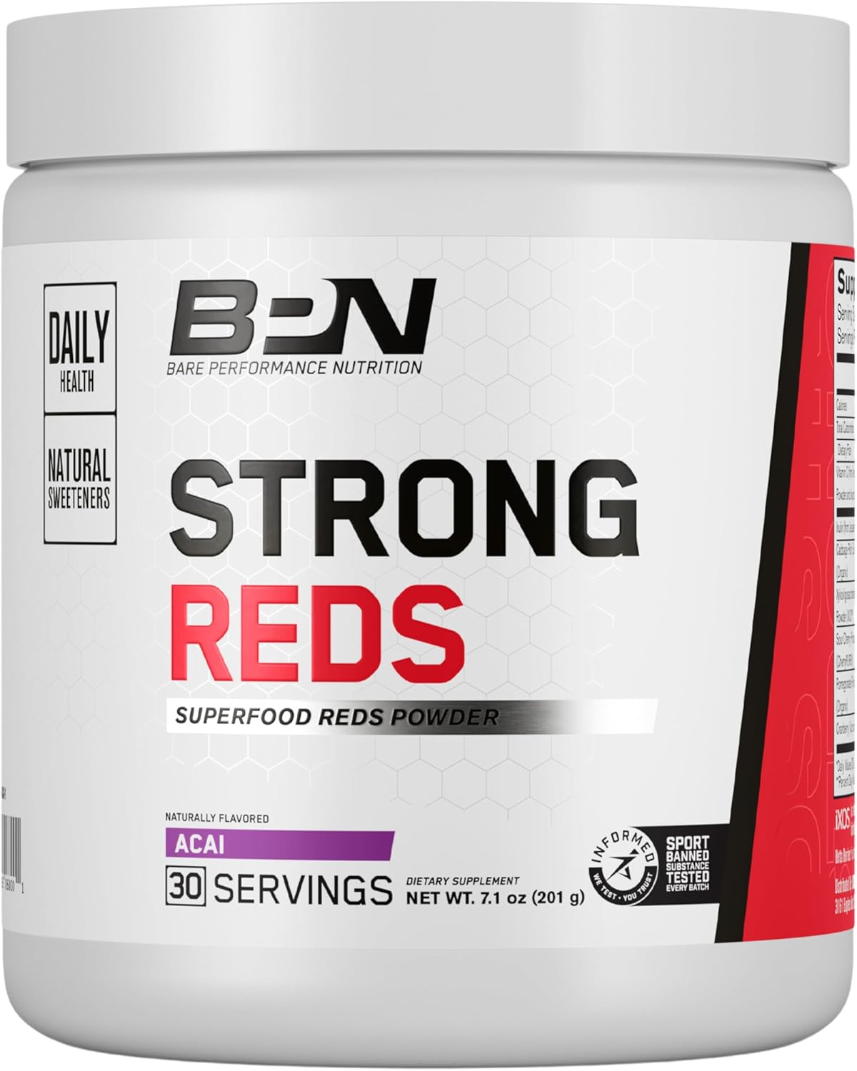 Bare Performance Nutrition, Bpn Strong Reds Superfood Powder, Digestive Enzymes, Antioxidants, Improved Natural Energy, 30 Servings, Acai