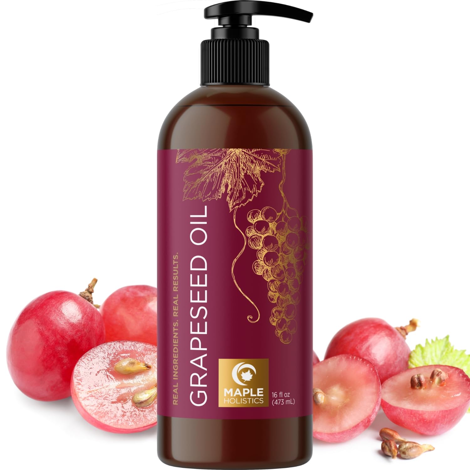Pure Cold Pressed Grapeseed Oil - Hydrating Grapeseed Oil For Hair Skin And Nails Plus Carrier Oil For Essential Oils Mixing - Pure Grapeseed Oil For Skin Beauty Diys And Facial Skin Care Products