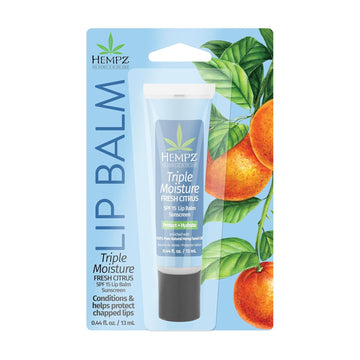 Hempz Spf 15 Lip Balm, Triple Moisture, Ultra Hydrating Lip Care For Men Or Women, .44 Oz