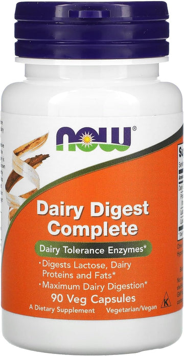 Now Foods Supplements, Dairy Digest Complete, Digests Lactose, Dairy Proteins And Fats*, Dairy Tolerance Enzymes*, 90 Veg Capsules