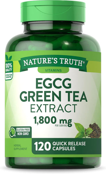 Nature'S Truth Green Tea Extract Capsules | 1800Mg | 120 Count | Standardized 45% Egcg | Non-Gmo & Gluten Free Supplement