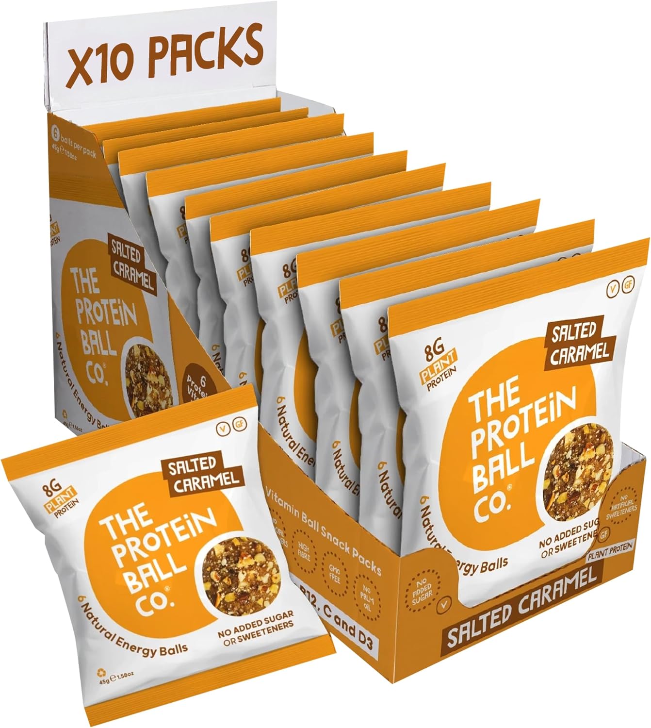 Protein Balls Coffee Oat Muffin By The Protein Ball Co - 100% Natural, Vitamin Enriched, Protein Snacks - 10 X 45G Bags - High Fibre, Gluten Free, No Added Sugar