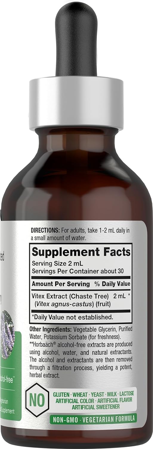 Horbäach Vitex Berry Chasteberry Extract | 2 fl oz | Super Concentrated | Alcohol Free Chaste Tree Berry Supplement | Vegetarian, Non-GMO, Gluten Free