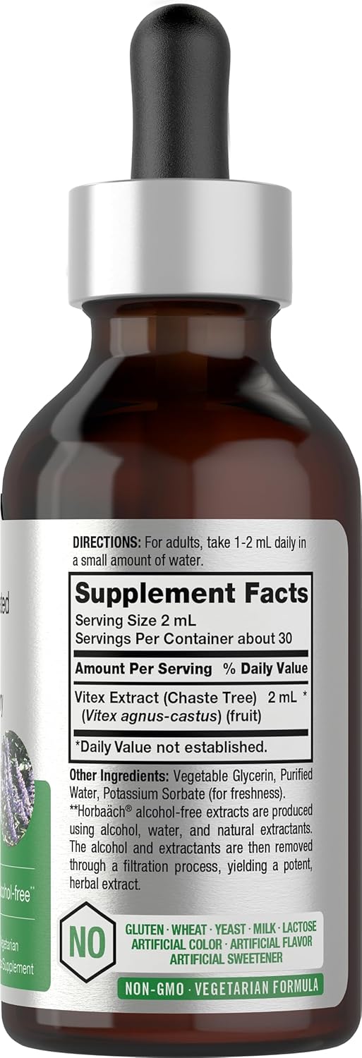 Horbäach Vitex Berry Chasteberry Extract | 2 Fl Oz | Super Concentrated | Alcohol Free Chaste Tree Berry Supplement | Vegetarian, Non-Gmo, Gluten Free