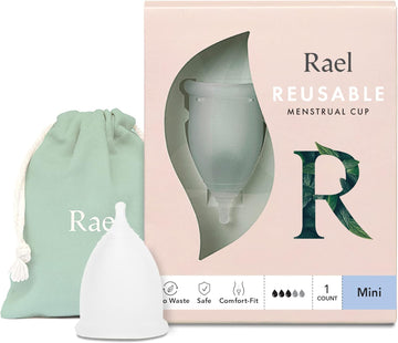 Rael Period Cup, Soft Reusable Menstrual Cups for Women - Medical-Grade Silicone, Period Cups for Women Light Flow, BPA Free, Made in USA Tampon Pad Alternative (Mini)