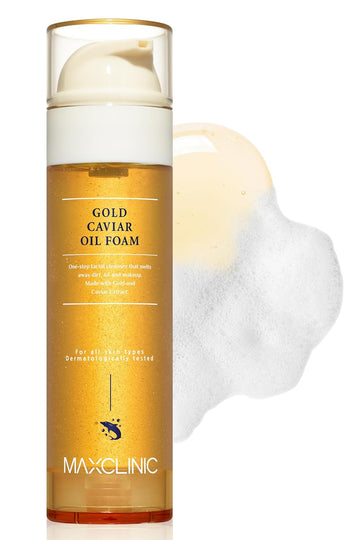 K-Beauty Gold Caviar Cleansing Oil To Foam | Daily Face Wash Oil Based Cleanser To Foam | Korean Oil Foaming Face Cleanser | Hydrating Facial Cleanser For Dry Sensitive Skin (3.88 Oz)