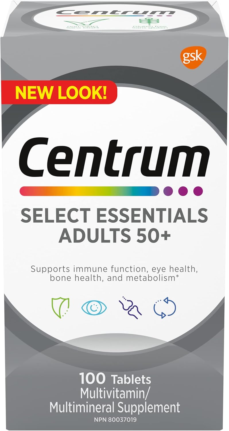 Centrum Select Essentials, Complete Multivitamin & Mineral Supplement, Adults 50+, 100 Tablets