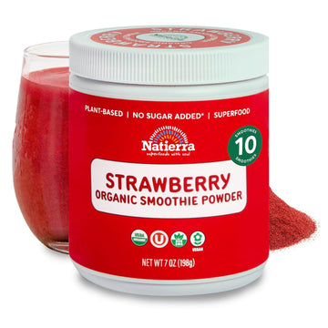 NATIERRA Strawberry Organic Smoothie Powder | USDA Organic, Vegan & Non-GMO | 7 oz Jar