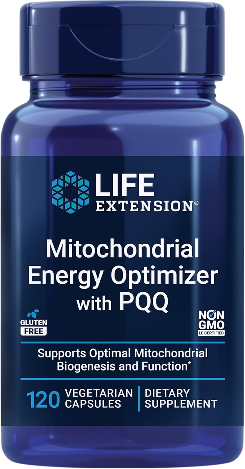 Life Extension Mitochondrial Energy Optimizer With Pqq – For Heart & Brain Health, Energy Management And Anti-Aging - Gluten-Free, Non-Gmo, Vegetarian – 120 Capsules
