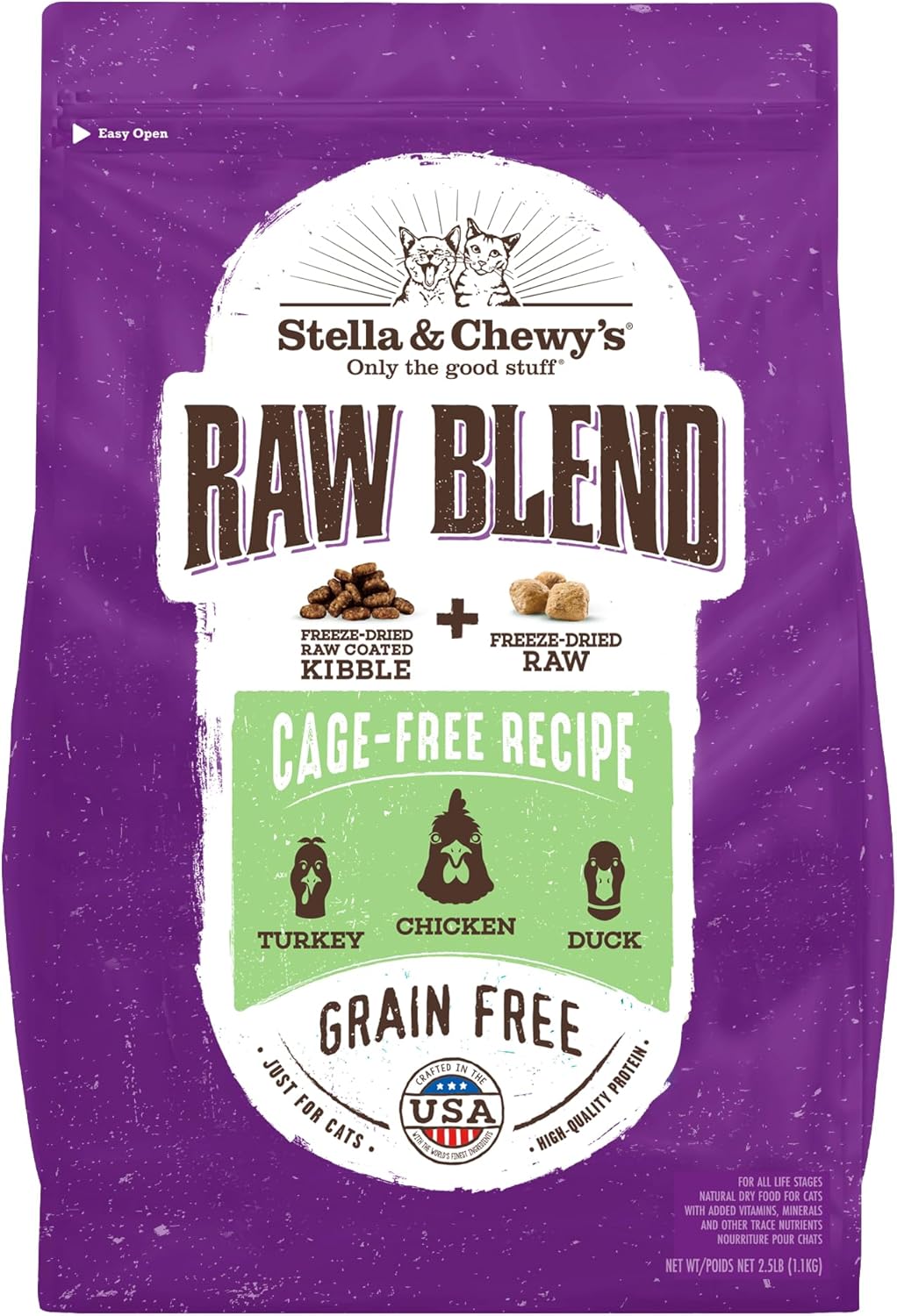 Stella & Chewy'S Raw Blend Premium Kibble Cat Food – Grain Free, Protein Rich Meals – Cage-Free Poultry Recipe – 2.5 Lb. Bag