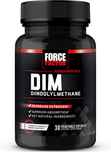 Force Factor DIM Pills to Decrease Estrogen in Men, Diindolylmethane Supplement with Key Natural Ingredients and Superior Absorption, Diindolylmethane 300mg, Works Fast, 30 Capsules