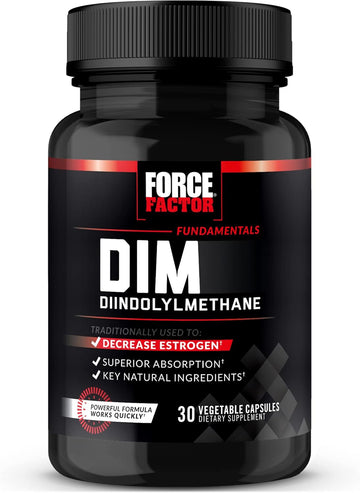 Force Factor Dim Pills To Decrease Estrogen In Men, Diindolylmethane Supplement With Key Natural Ingredients And Superior Absorption, Diindolylmethane 300Mg, Works Fast, 30 Capsules