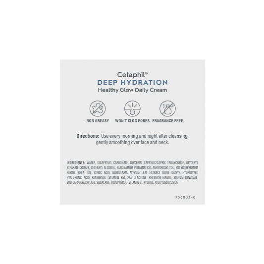 Cetaphil Deep Hydration Healthy Glow Daily Face Cream, 1.7 Oz, 48 Hour Dry Skin Face Moisturizer For Sensitive Skin, With Hyaluronic Acid, Vitamin E & Vitamin B5