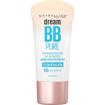 Maybelline Dream Pure Skin Clearing Bb Cream, 8-In-1 Skin Perfecting Beauty Balm With 2% Salicylic Acid, Sheer Tint Coverage, Oil-Free, Light, 1 Count