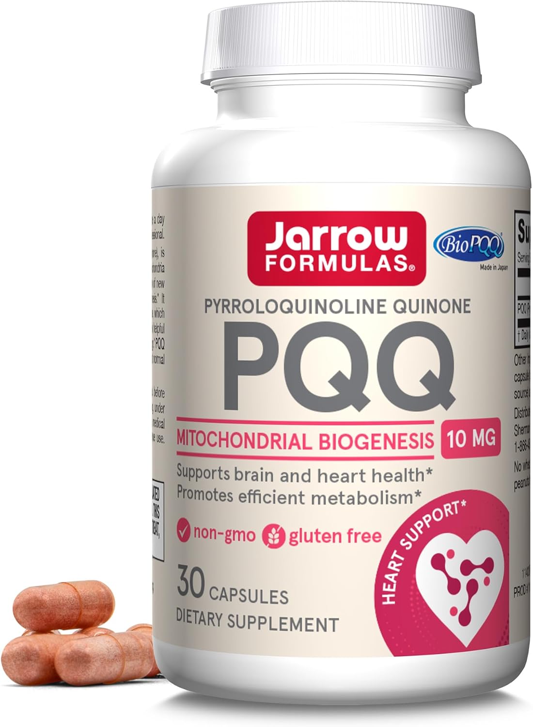 Jarrow Formulas Pqq 10 Mg, Dietary Supplement, Heart, Brain, And Metabolism Support, 30 Veggie Capsules, 30 Day Supply