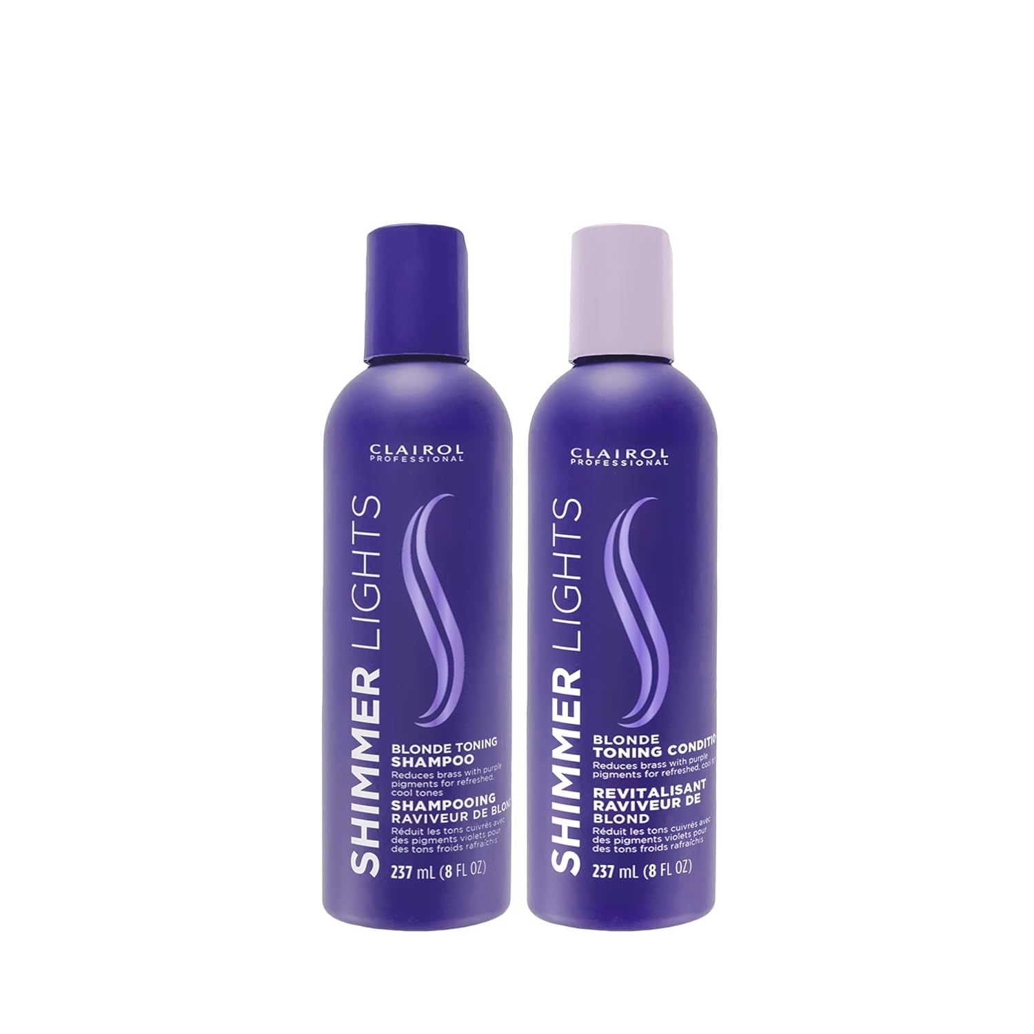 Clairol Professional Shimmer Lights Shampoo & Conditioner for Neutralizing Brassy Tones with Refreshing Blonde Hair Results, 8 fl oz, BUNDLE* : Beauty & Personal Care