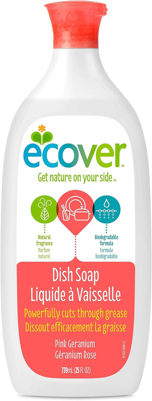 Ecover Dish Soap, Pink Geranium, 25 Ounce (Pack 6)