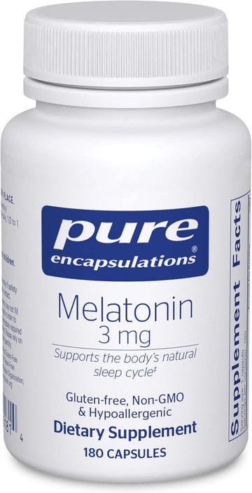 Pure Encapsulations Melatonin 3 Mg - Antioxidant Supplement To Support Natural Sleeping & Relief Of Occasional Sleeplessness - For Natural Sleep Support* - 180 Capsules