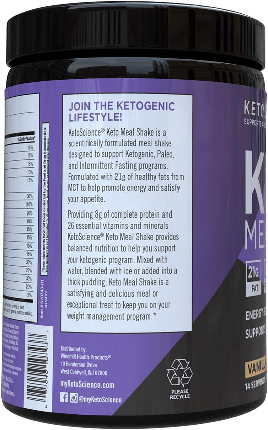 Keto Science Ketogenic Meal Shake Vanilla Dietary Supplement, Rich in