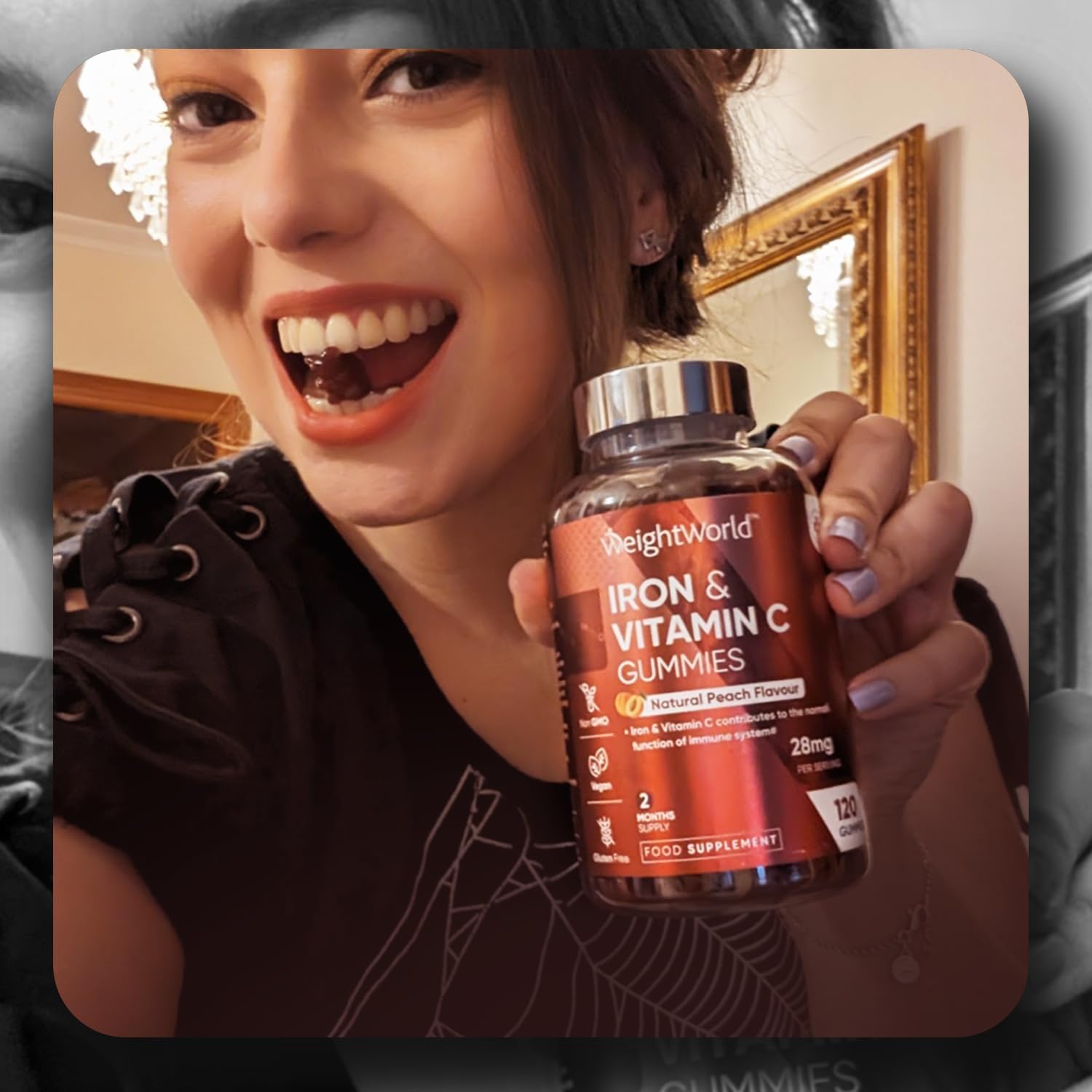 Iron Gummies - 28mg per Serving - 120 Gummies - with Vitamin C - 2 Months Supply - Natural Peach Flavour - 2 Gummies a Day - Ferrous Fumarate Form - Vegan & Gluten-Free : Amazon.co.uk: Health & Personal Care