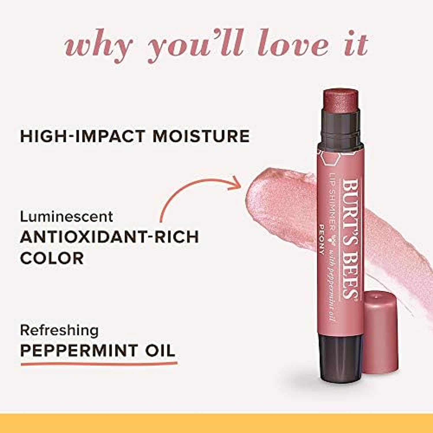 Burt's Bees Shimmer Lip Tint Set, Mothers Day Gifts for Mom Tinted Lip Balm Stick, Moisturizing for All Day Hydration with Natural Origin Glowy Pigmented Finish & Buildable Color, Peony (4-Pack) : Lip Makeup : Beauty & Personal Care