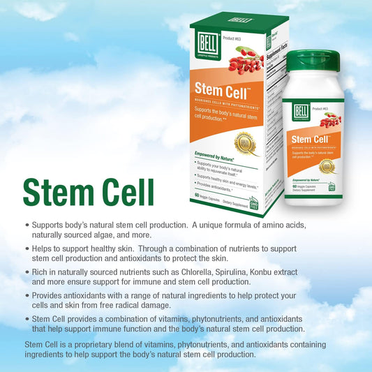 Bell Stem Cell Supplements - Supports Your Body's Natural Ability to Replace Worn Out Cells and Rejuvenate Tissue | Celulas Madres | 60 Capsules