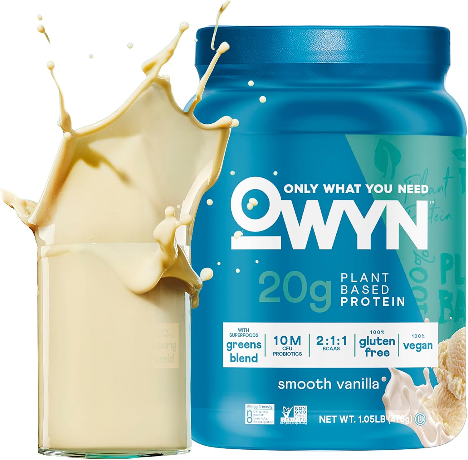 OWYN Only What You Need Plant-Based Protein Powder, Smooth Vanilla, 1.05 lbs : Health & Household