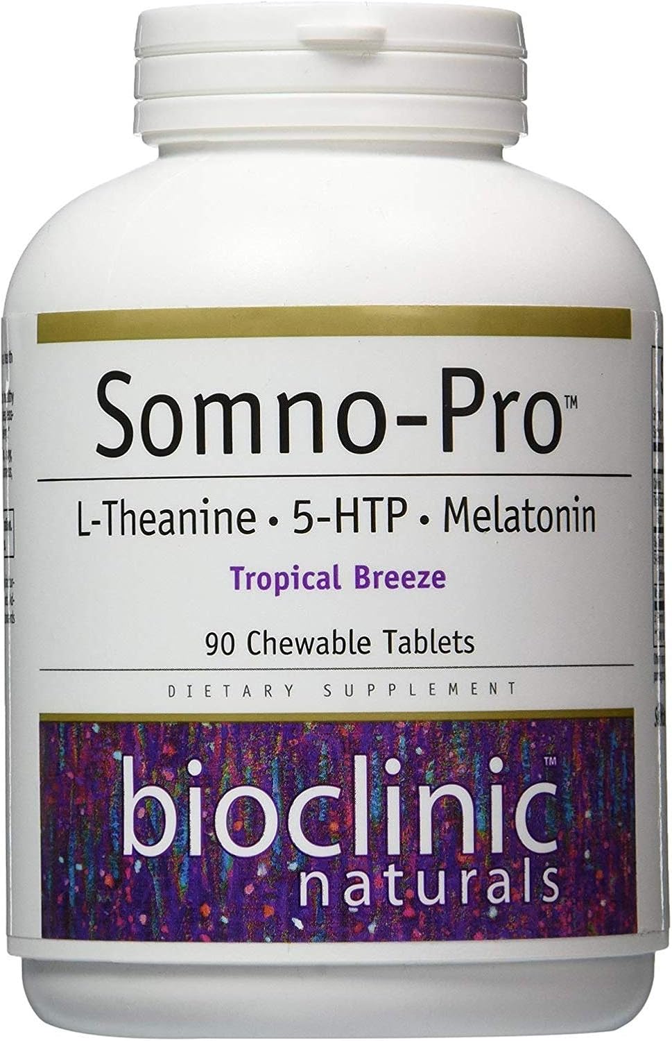 Bioclinic Naturals Somno-Pro L-Theanine - 5-Htp - Melatonin Tropical Breeze 90 Chewable Tablets