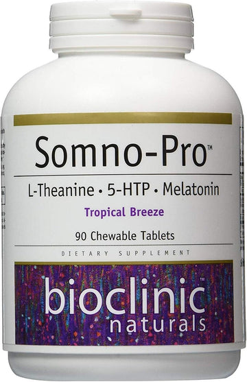 Bioclinic Naturals Somno-Pro L-Theanine - 5-Htp - Melatonin Tropical Breeze 90 Chewable Tablets
