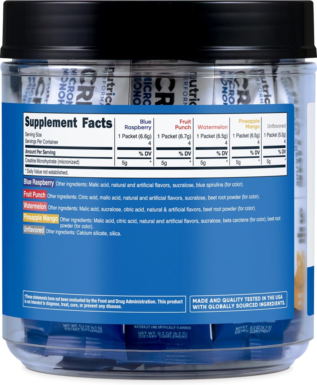 Nutricost Creatine Monohydrate Powder Variety Stickpacks (5 Flavors, 20 Servings) - Micronized, 5 Grams of Creatine Monohydrate Per Pack : Health & Household