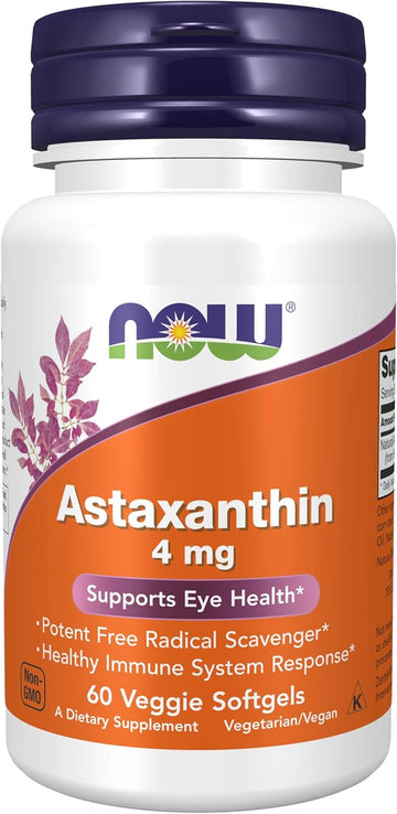 Now Foods Supplements, Astaxanthin 4 Mg, Features Zanthin®, Supports Eye Health*, 60 Veg Softgels