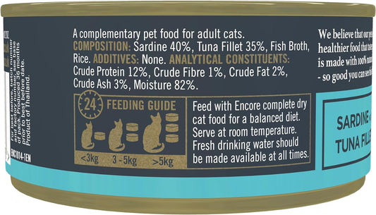 Encore 100% Natural Wet Cat Food, Sardine with Tuna Fillet in Broth, 70g (Pack of 16)?ENC4606ML