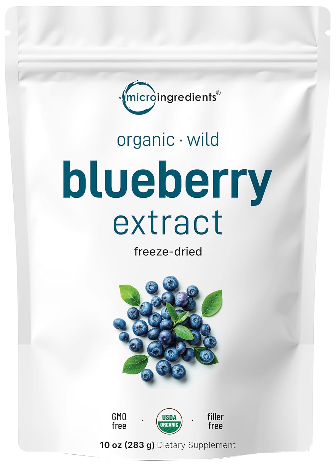 Organic Blueberry Extract Powder, 10Oz | 100% Natural Fruit Powder | Freeze-Dried Wild Blueberries Source | No Sugar & Additives | Great Flavor For Drinks, Smoothie, & Beverages | Non-Gmo & Vegan