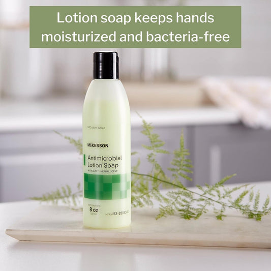 Mckesson Antimicrobial Lotion Soap With Aloe - Herbal Scent - 8 Oz, 48 Count