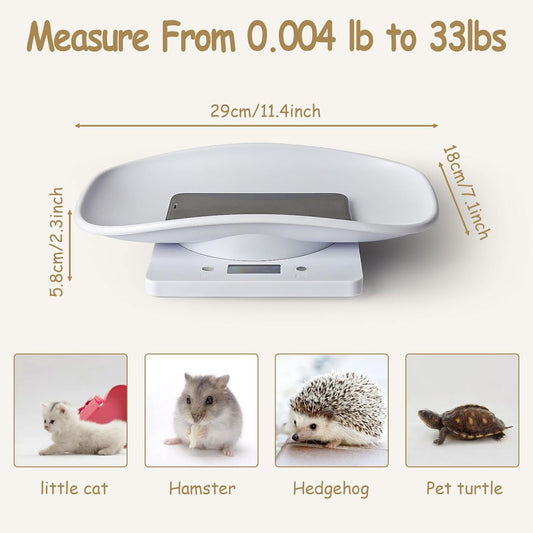Baby Scale for Pet, Pet Scale Digital, Puppy Scales for Weighing, Puppy Whelping Scale, Dog Cat Scale, Portable Newborn Pet Scale for Small Animals, Baby Puppies Kittens Weight Scale (33lb+Tape)