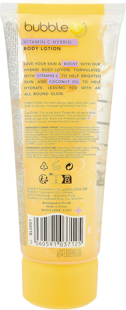 Bubble T Cosmetics Hyaluronic Acid Hybrid Lotion With Almond Oil, Dual-Tube Moisturiser For Soft, Supple Skin 200Ml 2-Pack