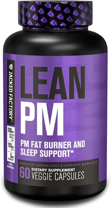 Jacked Factory Lean Pm Night Time Fat Burner, Sleep Aid Supplement, & Appetite Suppressant For Men And Women Stimulant-Free Veggie Weight Loss Diet Pills