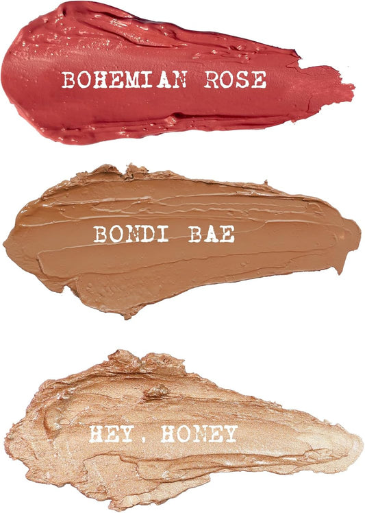 Nudestix Roses N' Honey Nudes Lipstick 3 Piece Set - Bohemian Rose, Bondi Bae, Hey Honey